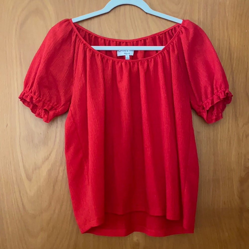 Texture and Thread blouse with puff sleeves